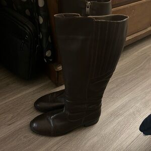 Dark brown leather boots